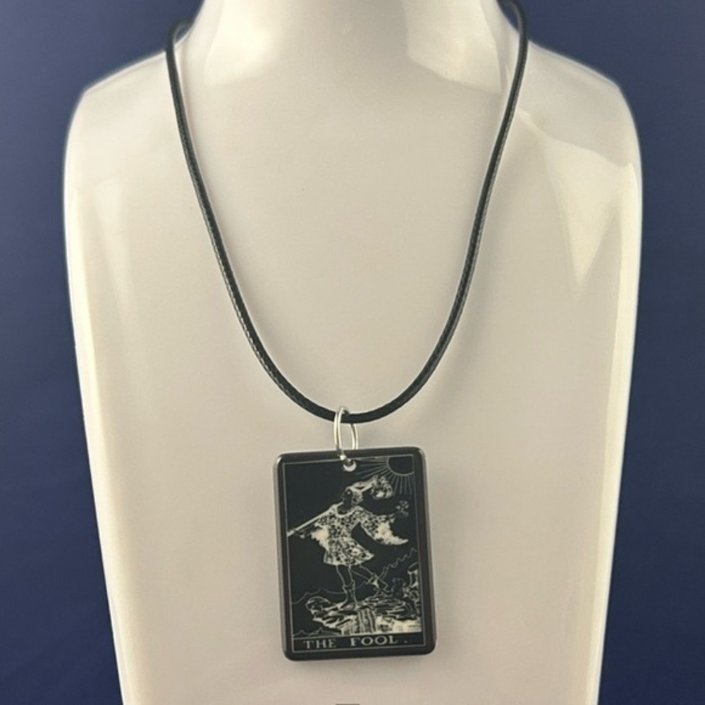 Black Tarot Card Pendant Necklace